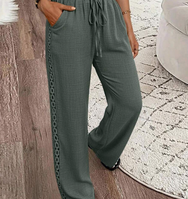 Women's Casual Everyday Floral Side Lace Jeans Fall Cloth For Women