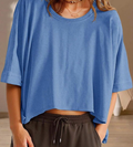Women's Chic Cropped Oversized Tee - Summer Short Sleeve Casual Loose Fit Top